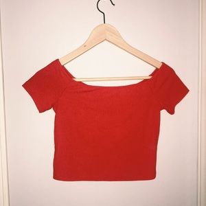 Red off the shoulder crop top!!!